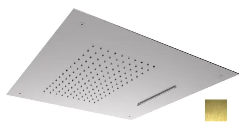 Ducha efecto lluvia SB Square 316 empotrada con cascada 50x50cm rociador de techo PVD dorado 1208955319