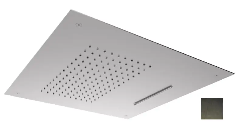 Ducha efecto lluvia SB Square 316 empotrada con cascada 50x50cm rociador de techo PVD gris plomo 1208955320