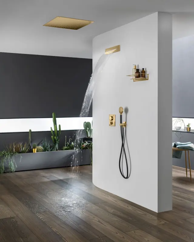 Ducha efecto lluvia SB Square 316 empotrada 50x50cm PVD dorado 1208955322