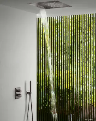 SB Square 316 Built-in Rain Shower with Wave Spray 38x38cm PVD Gun Metal 1208955326