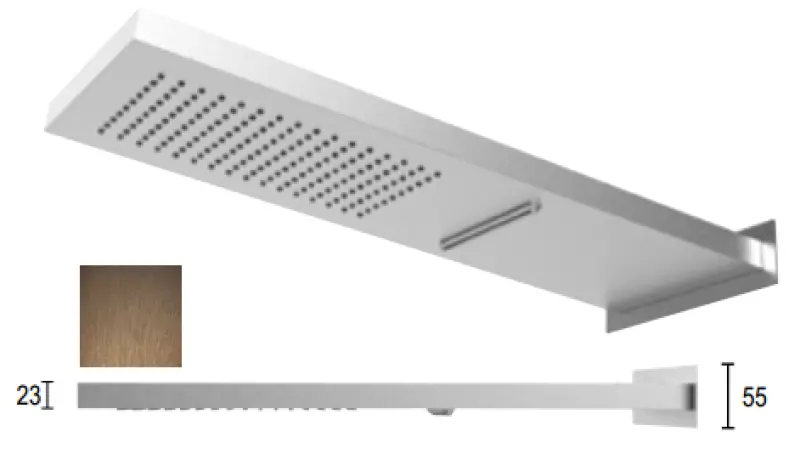 Ducha efecto lluvia SB Square 316 con conexión a pared y cascada Ducha PVD cobre 1208955330