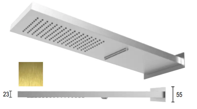 Ducha efecto lluvia SB Square 316 con conexión a pared y cascada Ducha PVD dorado 1208955331