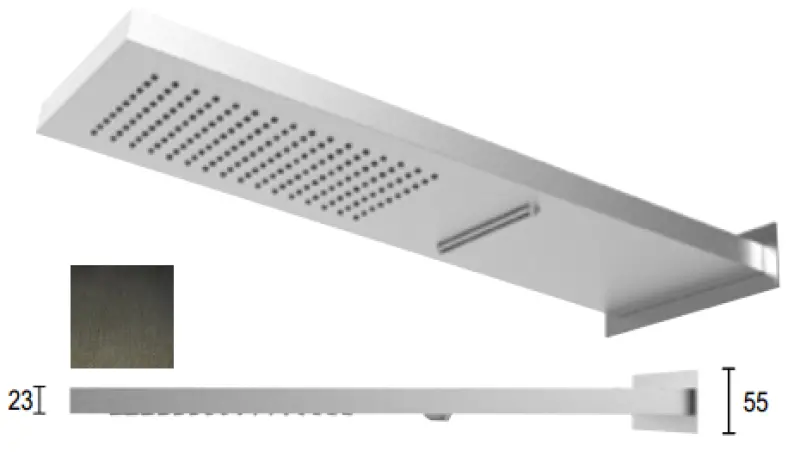 Ducha efecto lluvia SB Square 316 con conexión mural y cascada Ducha PVD gris plomo 1208955332