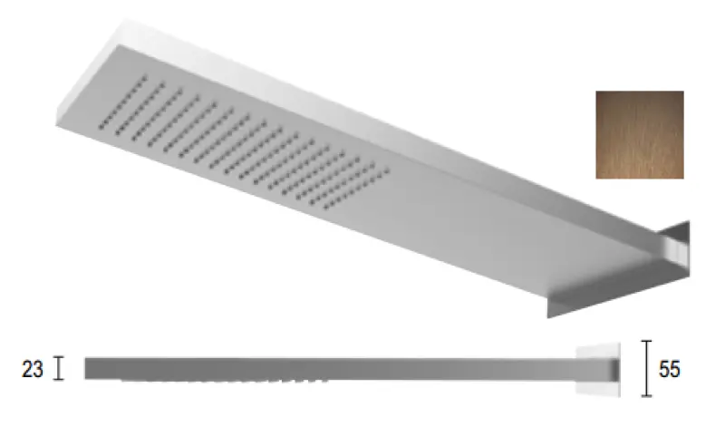 Ducha efecto lluvia SB Square con rociador de conexión mural PVD cobre 1208955333