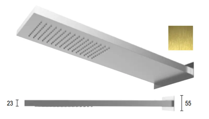 Ducha efecto lluvia SB Square con rociador de conexión mural PVD dorado 1208955334