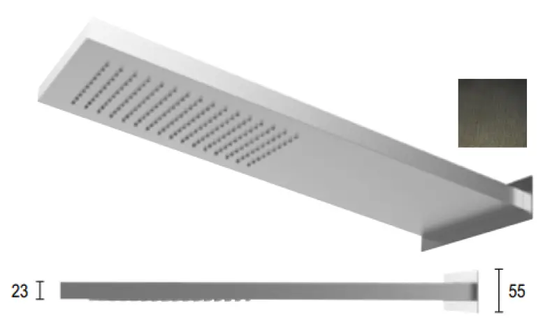 Ducha efecto lluvia SB Square con rociador de conexión mural PVD gris plomo 1208955335