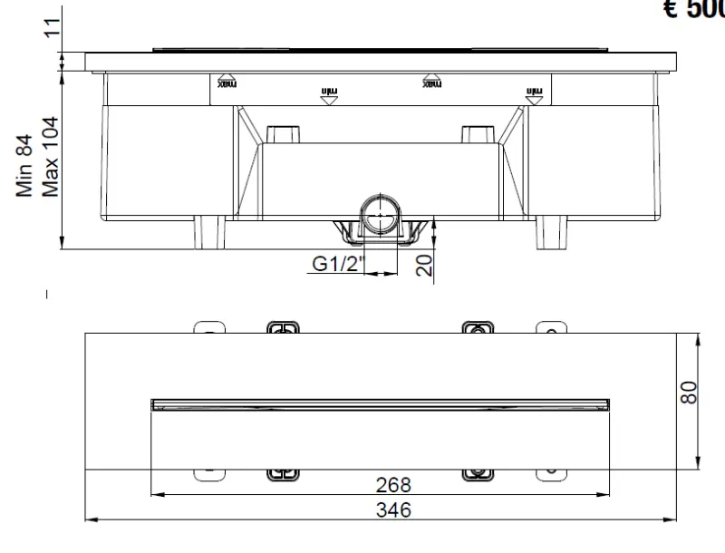 Caño de bañera SB Waterfall empotrado PVD gris plomo 1208955341