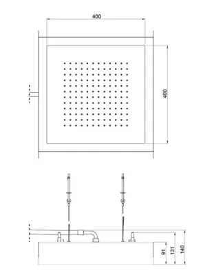 SB Rainbow recessed ceiling-mounted rain shower with lighting and single spray mode, entirely stainless steel, model number 1208955375