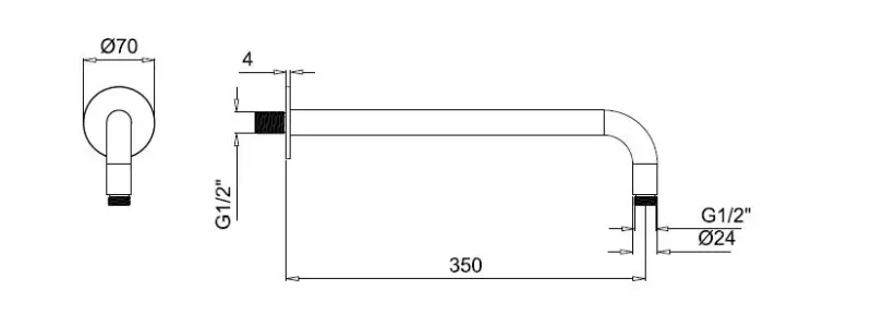 Conjunto de ducha SB Round Acero inoxidable satinado 316 empotrado por completo
