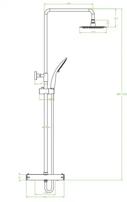 Aquadesign Valence surface-mounted shower set with thermostat and rain shower, chrome