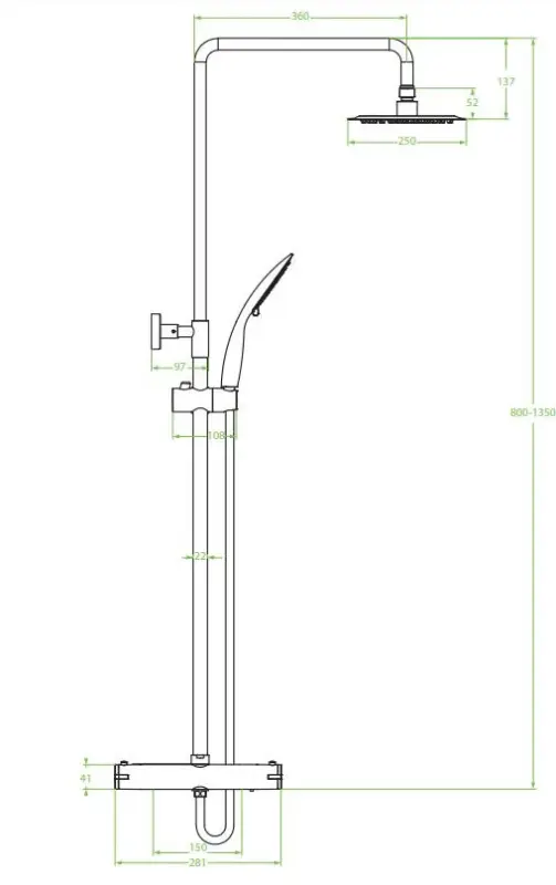 Aquadesign Valence juego de ducha termostático con ducha de lluvia cromada