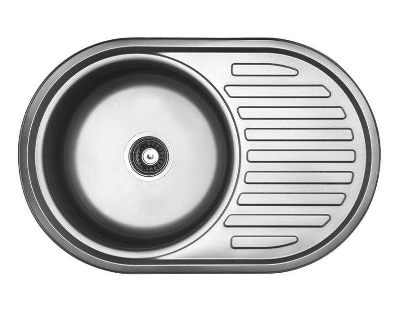 Fregadero Ausmann basic redondo con escurridor acero inoxidable 77x50 cm 1208955523