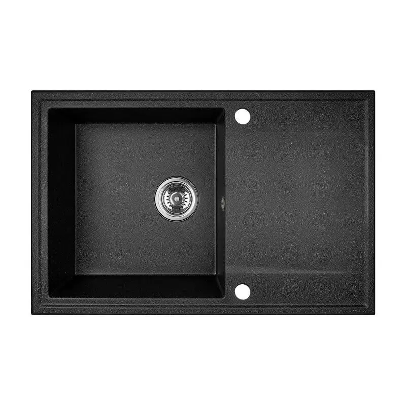Fregadero de superficie de granito Aquadesign Cesena con escurridor reversible color negro