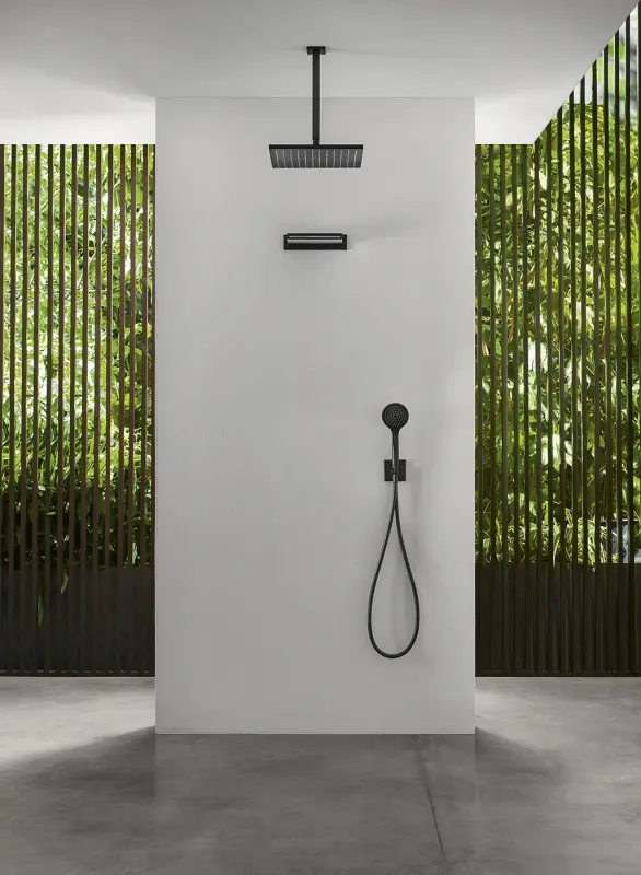 Ducha efecto lluvia SB Rubinetterie Eco Air cuadrada con sistema de ahorro de agua blanco mate 25x25cm 1208955529