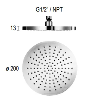 SB Round Rain Shower Head Plastic 20 cm Matte Black 1208955600