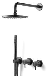 Conjunto de ducha Waterevolution Flow empotrado con termostato efecto lluvia y teleducha en  Gun metal (Gris plomo)