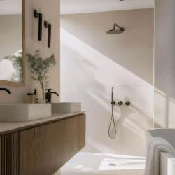 Conjunto de ducha Waterevolution Flow empotrado con termostato efecto lluvia y teleducha en  Gun metal (Gris plomo)