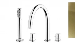 Grifo mezclador Waterevolution Flow para montaje en borde de bañera con 4 orificios PVD dorado claro T138WGE