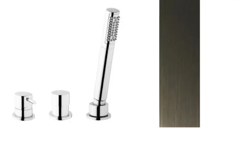 Mezclador de bañera Waterevolution Flow de 3 orificios para montaje en el borde de la bañera PVD Gun Metal T138GME