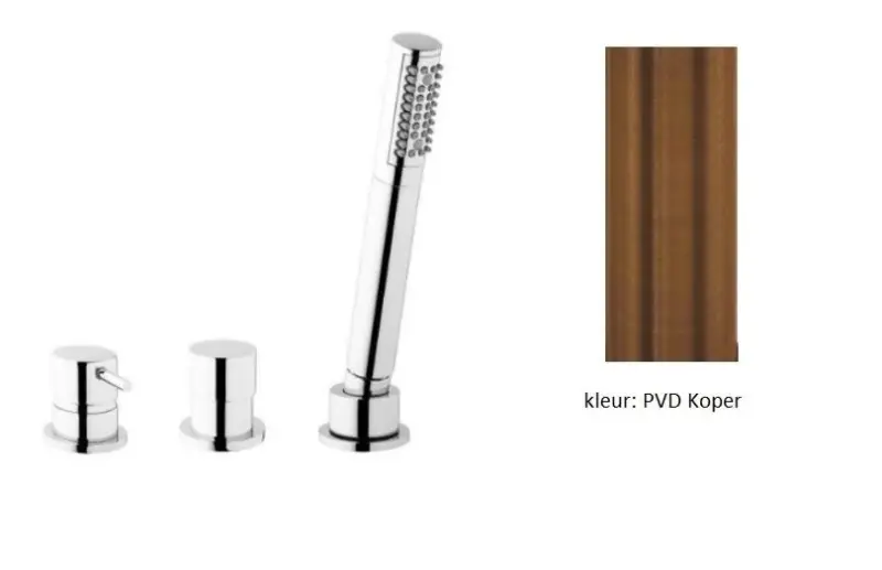 Mezclador de bañera Waterevolution Flow de 3 orificios para montaje en el borde de la bañera  PVD cobre satinado T138CPE