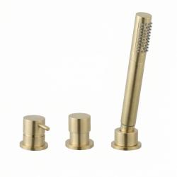 Mezclador de bañera Waterevolution Flow de 3 orificios para montaje en el borde de la bañera PVD dorado claro satinado T138WGE