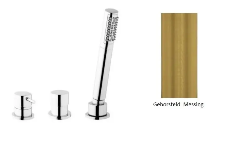 Grifo mezclador Waterevolution Flow de 3 agujeros para montaje en el borde de la bañera Latón pulido natural T138SBLE