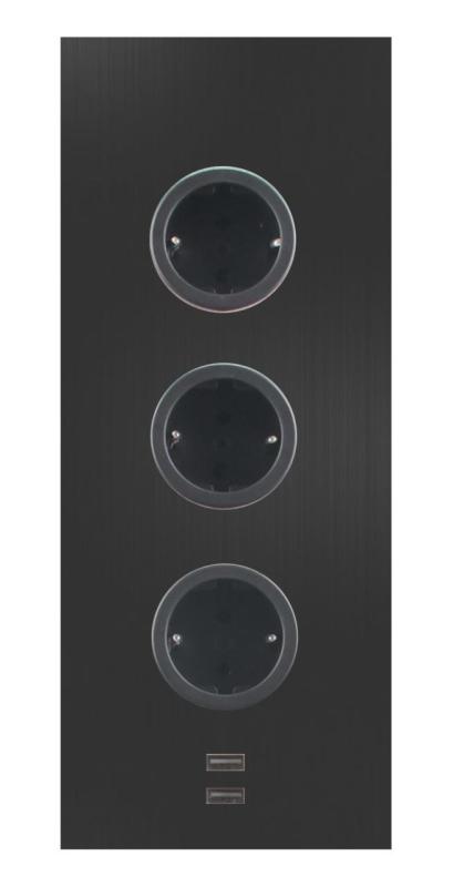 Indux Corner Toma de corriente con 3 enchufes, toma de tierra y cargador doble USB-A y C. Negro 1208955899