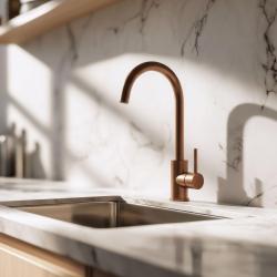 Mezclador de cocina Quadri York PVD cobre satinado con caño giratorio 1208955906