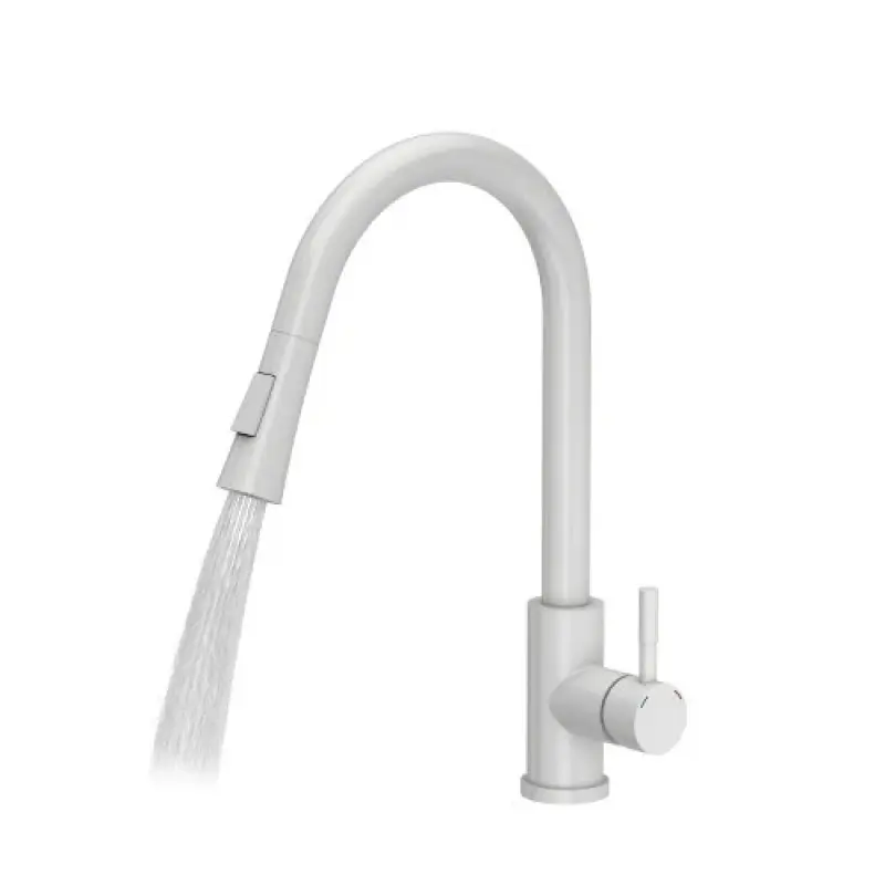 Mezclador de cocina Quadri Leeds con ducha extraíble con 2 posiciones blanco mate 1208955908