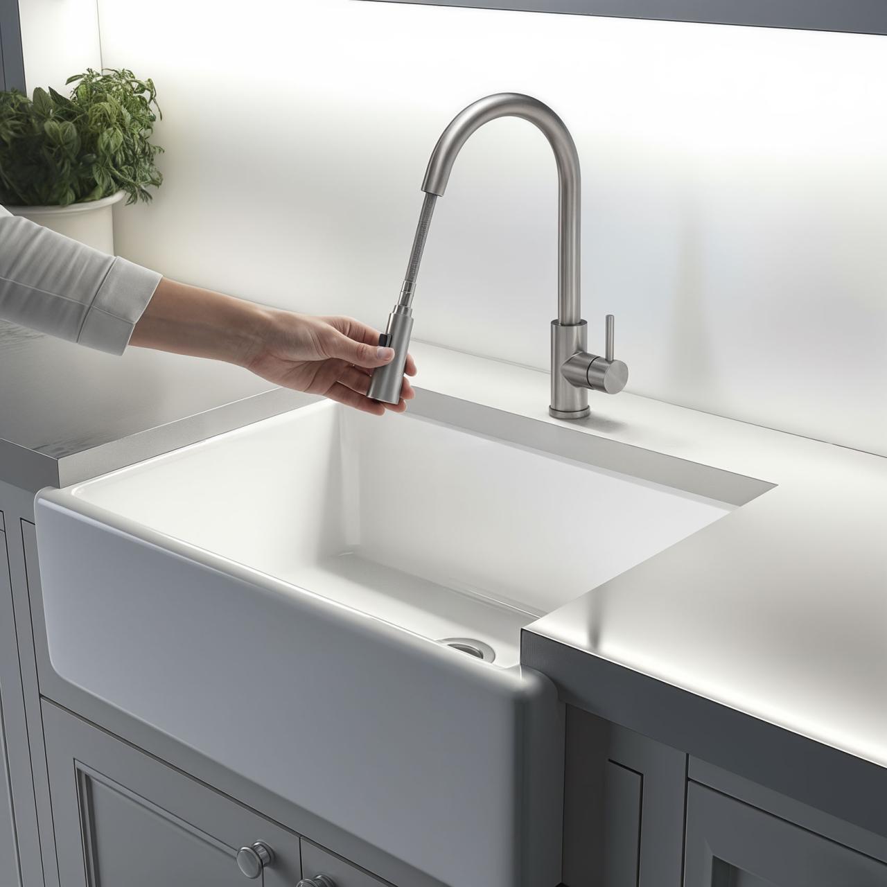 Mezclador de cocina Quadri Leeds con ducha extraíble con 2 posiciones acero satinado 1208955909