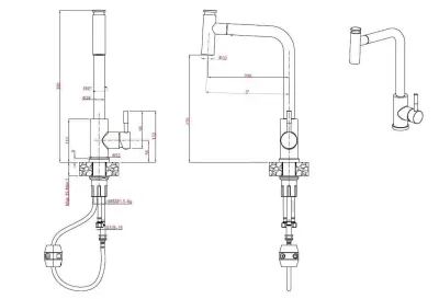 Quadri Cardiff kitchen mixer with pull-out shower with 2 spray types stainless steel 1208955914