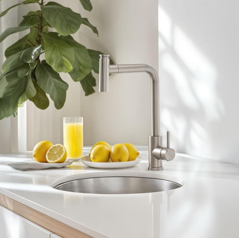 Mezclador de cocina Quadri Cardiff con ducha extraíble y 2 modos de rociado acero inoxidable 1208955914