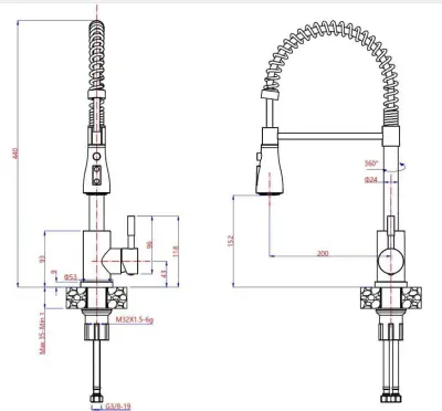 Quadri Derby kitchen mixer tap with flexible spout and shower with 2 jet types chrome 1208955915