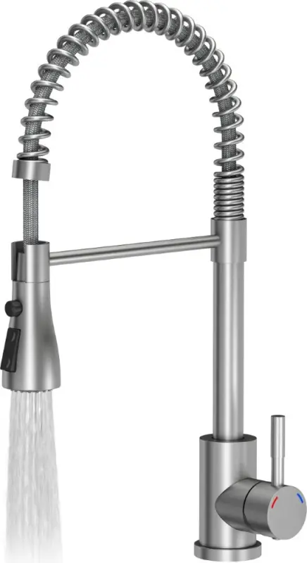 Mezclador de cocina Quadri Derby con caño flexible y ducha con 2 tipos de chorro acero inoxidable 1208955916