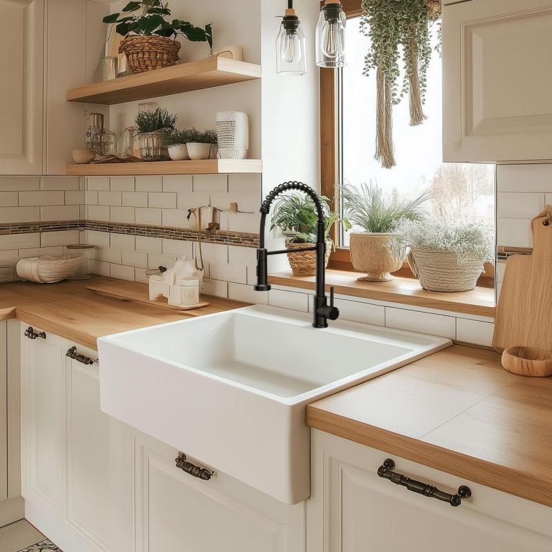 Grifo de cocina Quadri Derby con caño flexible y ducha con 2 tipos de chorro, negro mate 1208955917.