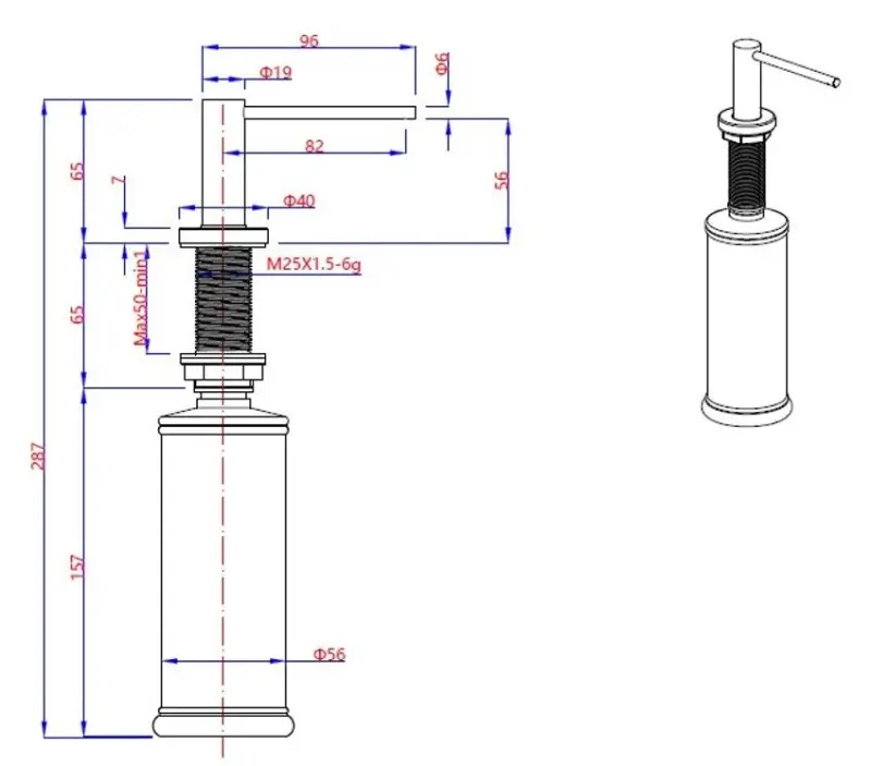Dispensador de jabón Quadri Swindon Luxe empotrado acero inoxidable recargable 1208956048