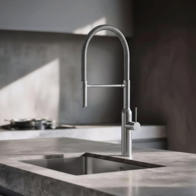 Mezclador alto de cocina Quadri Stamford con caño flexible acero inoxidable 1208956080