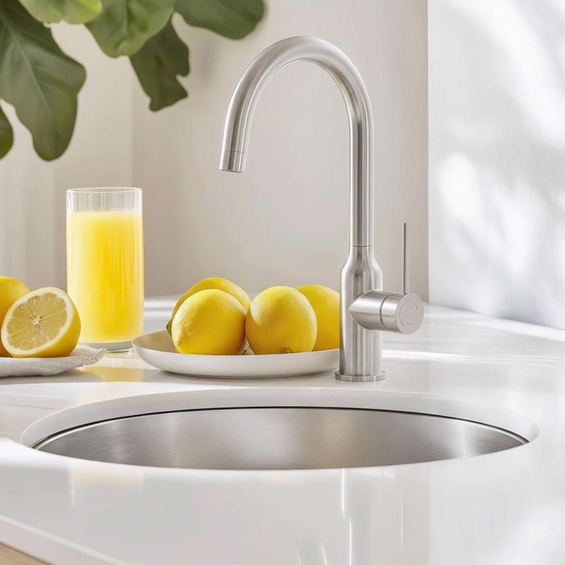 Grifo mezclador de cocina Quadri Stamford cromado con caño redondo giratorio 1208956110