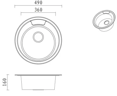 Aquadesign Ross basic round stainless steel sink surface with tap hole 1208956232