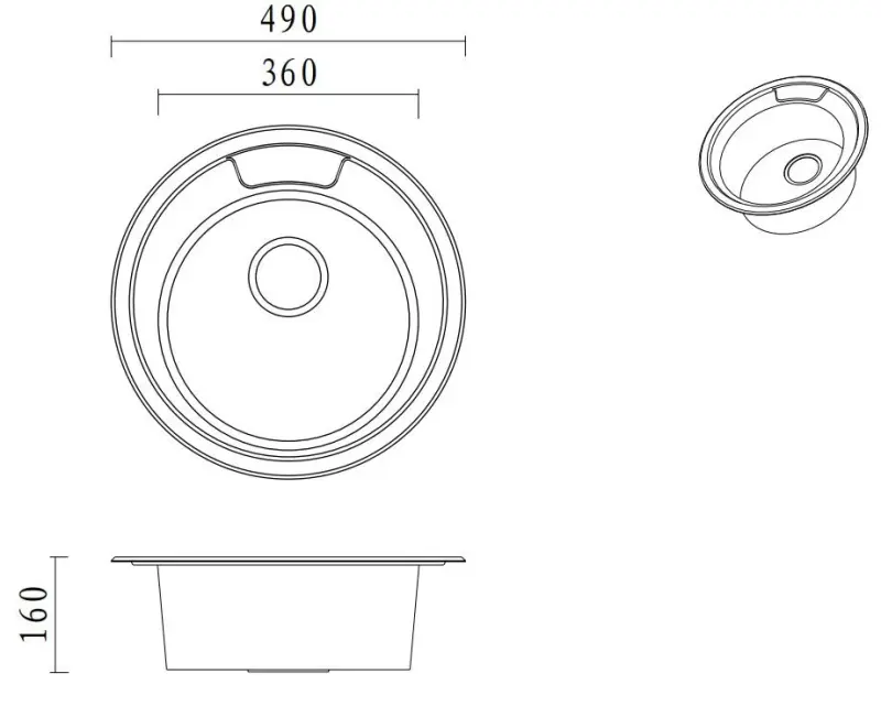 Fregadero Aquadesign Ross basic redondo de acero inoxidable para montaje sobre encimera con orificio para grifo 1208956232