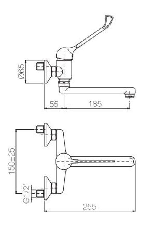 Grifo de cocina de pared para discapacitados PB Clinic con palanca larga cromado 1208956271