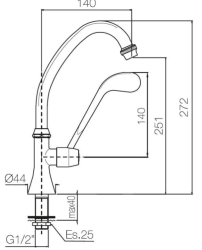 Grifo PB Clinic para discapacitados de agua fría con palanca larga cromado de caño alto  1208956277