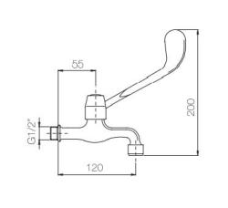 Grifo PB Clinic para discapacitados de pared de agua fría con palanca larga cromado de caño pequeño  1208956279
