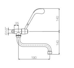 Grifo PB Clinic para discapacitados de pared de agua fría con palanca larga cromado 1208956280