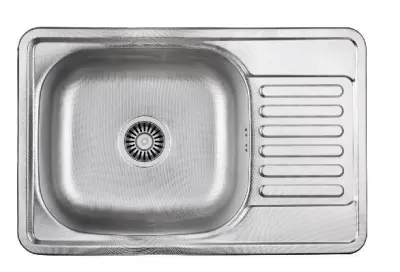 Fregadero Aquadesign Basic de acero inoxidable con sección adruip reversible 66x42cm para montaje sobre encimera 1208956285