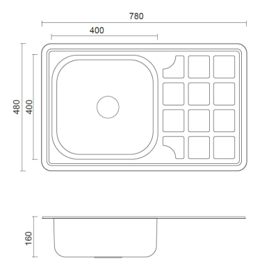 Aquadesign Basic fregadero de acero inoxidable con escurridor reversible 78x48cm montaje superior 1208956286