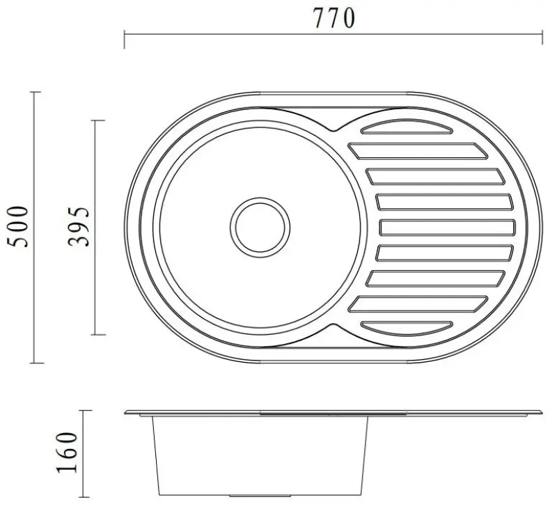Fregadero Aquadesign Basic de acero inoxidable con sección adruip reversible 77x50cm para montaje sobre encimera 1208956287