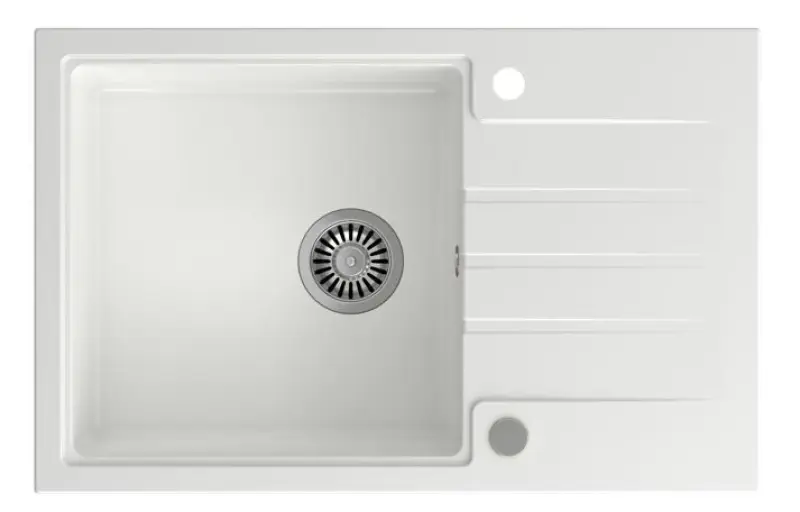 Fregadero de granito blanco Quadri Cardigan sobre encimera con escurridor reversible 78x50cm 1208956310