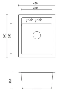 Quadri London granite anthracite sink 43x50 cm with tap hole 1208956318