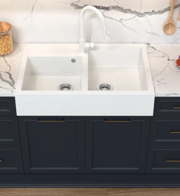 Quadri Minister Double Sink sink white country model 90x62cm 1208956327